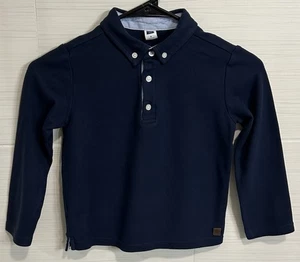 Janie and Jack Boys Long Sleeve Navy Pique Polo Shirt 5, School Uniform Play - Picture 1 of 8