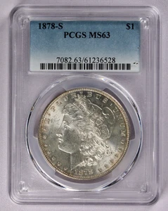 Dólar de plata Morgan 1878-S $1 graduación profesional MS 63 - Imagen 1 de 3