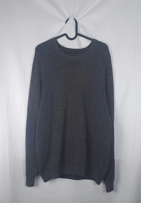 Lands' End Mens Jumper Knitted Dark Grey Ribbed Crewneck Sweater Pullover Size L - Image 1 of 4