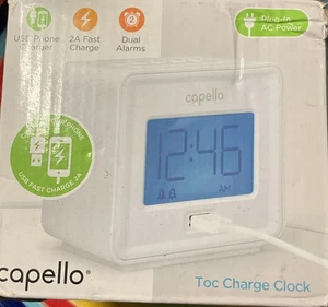 🎥 CAPELLO Toc Charge Clock - White 🆕AS SHOWN - Picture 1 of 3