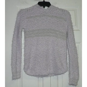 Freshman 1996 Girls Striped Fuzzy Knit Hoodie In Purple & Green Large 10/12 - Picture 1 of 4