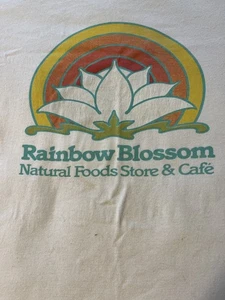 Vintage 70s Rainbow Blossom Natural Food Retro Hippie Medium T Shirt - Picture 1 of 5