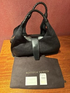 BOTTEGA VENETA Vintage Handtasche schwarz Jute und Ledergriff Intrecciato - Bild 1 von 14