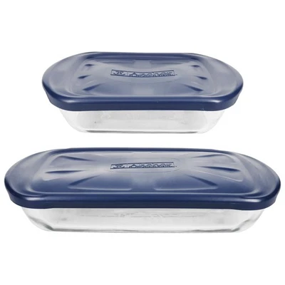 Anchor Hocking 82583L20 4-Piece Baking Dish Set with Navy Lids - Image 1 of 4