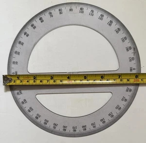 360 Degree Clear Protractor 20Cm/8 Inch Diameter Circle C-Thru Ruler Co. VTG - Picture 1 of 5