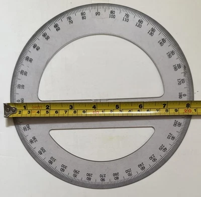 360 Degree Clear Protractor 20Cm/8 Inch Diameter Circle C-Thru Ruler Co. VTG - Image 1 of 4