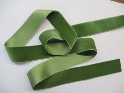 Velvet Ribbon Reseda Green 1.5" Wide Satin Back Vintage Hyman Hendler import BTY - Image 1 of 4