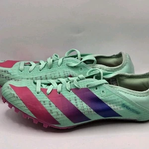 Adidas Sprintstar Mens 6 Mint Green Shoes With Fuchsia Soles Metal Spikes - Picture 1 of 12