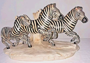 RARE Large 15" Guido Cacciapuoti Italy Signed Ceramic Sculpture Zebras 24/500 - Picture 1 of 15