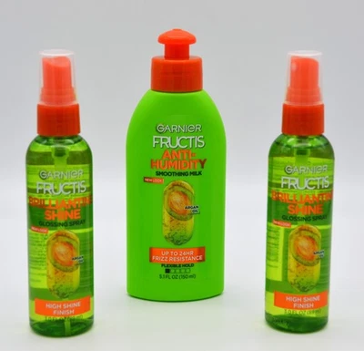 3 Garnier Fructis Brilliantine Brillo Spray Anti Humedad Suavizante Leche Foto 1 de 4