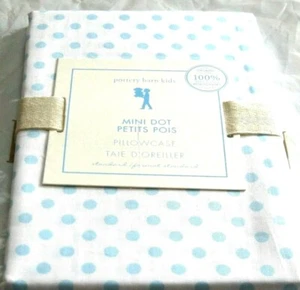 Pottery Barn Dorm Mini Dot Standard Pillowcase Light Blue on White 30 x 20" NIP - Picture 1 of 3