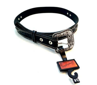 Cinturón de cuero de grano completo Wrangler para hombre tallas 34, 36 color negro nuevo Foto 1 de 4