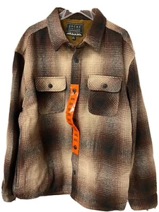 JACHS New York Men's Fully Lined Wool Blend Brown Plaid Shirt Jacket NEW XXL 2X - Picture 1 of 6