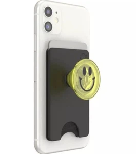 PopSockets PopWallet+ Phone Grip Stand Wallet Classic Black Smiley Face Swap Top - Photo 1 sur 1