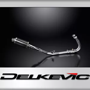 Kawasaki Ninja 400 18-23 Complete Exhaust 2-1 9" Oval Carbon Muffler - Picture 1 of 5