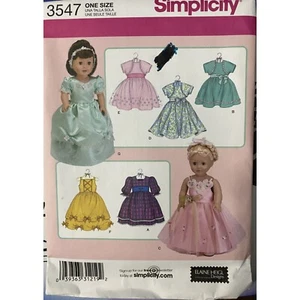 18" Doll Clothes Sewing Simplicity 3547 patterns By Elaine Heigl 15 Pieces Uncut - Picture 1 of 2