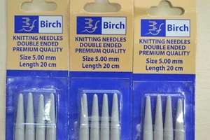 5mm (6 gauge) BIRCH 20cm length Double Point Knitting Needles - Picture 1 of 1