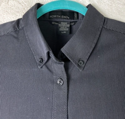 Nueva Camisa North End Para Mujer Grande Negra Rayas Resistente a Arrugas Abotonada - Usada en Excelente Condición Foto 1 de 4