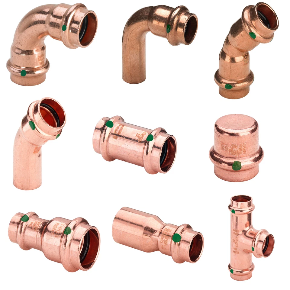Kupfer Pressfittinge Profipress Bogen Muffe Kappe T-Stück Reduziermuffe Viega