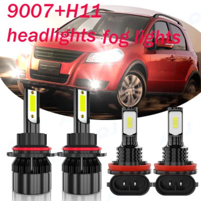 For Suzuki SX4 2007-2013 4x Combo 9007 + H11 LED Headlight Fog Light White Bulbs - Image 1 of 4