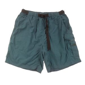 The North Face Nylon Cargo Shorts Womens Large Pull On Belted Teal Green