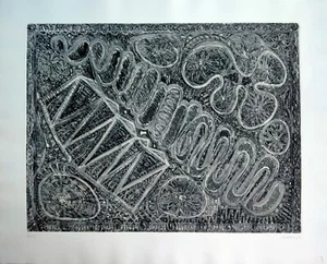Lattanzi Luciano. Acquaforte cm.65x80 Prova d'Artista 1/1 (1981). Grafica Uno - Imagen 1 de 3