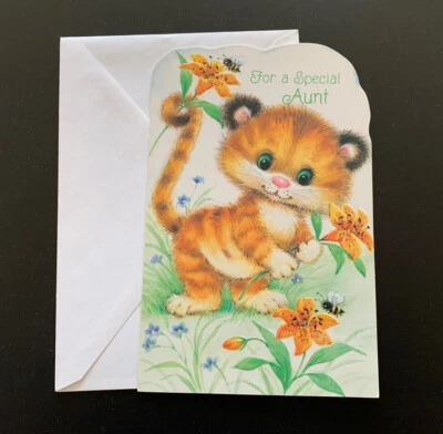 Tarjeta de Cumpleaños para Tía Bebé Tigre Nueva con Sobre Galante Foto 1 de 3