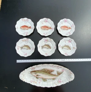 Set of 7 Royal Austria (O&EG) "Fish" Plates, w/ platter, 6 plates 19th century - Picture 1 of 10