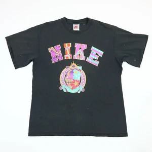 Vintage NIKE  T-Shirt Men's Medium Faded Black 90s Single Stitch Grunge Art Logo - Picture 1 of 12
