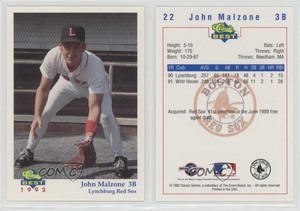 1992 Classic Best Lynchburg Red Sox John Malzone #22