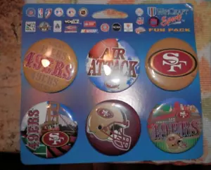 San Francisco 49ers vtg 6 pin set 90's BUTTON HELMET LOGO FAN SOUVENIR 1990's - Picture 1 of 5