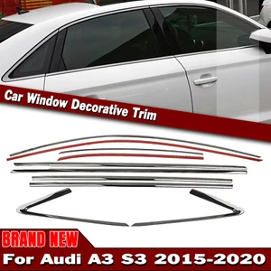For Audi A3 S3 Sedan 2015 2016 2017 2018-2020 Black Car Window Trim Strip Cover - Picture 1 of 12