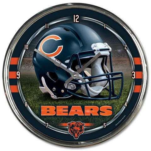 CHICAGO BEARS HELMET LOGO 12" CHROME ROUND WALL CLOCK NEW WINCRAFT 🐻 Cover