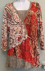 Elysee 26 Embellished Sequins Lace Shimmer Bling Graphic Top Size S 3/4 Sleeve