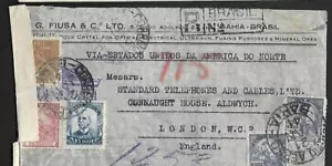 BRASILIEN, 1941 WW11 CENSORED COVER, TO UK VIA USA., CENSOR TAPE ETC. - Bild 1 von 1