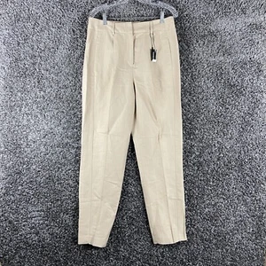 NEW Express High Rise Beige White Striped Dress Pants Women’s 10 Long - Picture 1 of 14