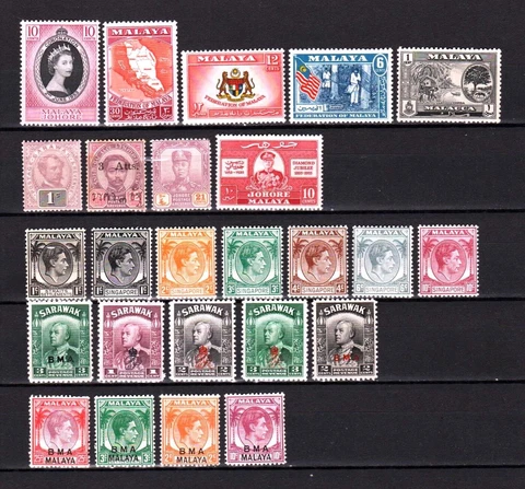 British Malaya, mixed,  MLH (2905) Cover