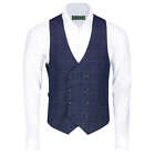 Mens Grey Blue Herringbone Tweed Check Waistcoat Or Trouser Tailored Separates