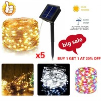 LED Solar String Lights Waterproof 5//10//20//50M Copper Wire Fairy Outdoor Garden