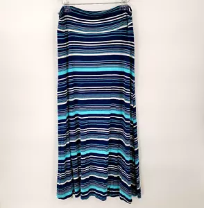 Maxi falda grande a rayas elástica azul Merona para mujer - Imagen 1 de 5