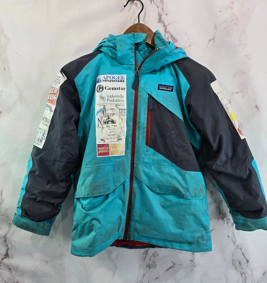 Patagonia Coat Youth 10 M Blue Hooded Ski Jacket Snow Winter Boys Girls Puffer  - Image 1 of 4