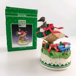 Schmid Animated Music Box Christmas Goose & Train Works Rare GUC Vtg Cute Gift - Picture 1 of 18
