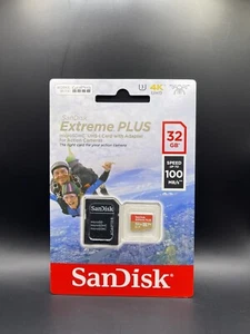SanDisk Extreme Plus microSDHC UHS-I Card | 32GB SDSQXBO-03G-ATCAA - Picture 1 of 2
