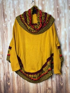 Alpaka Wolle Poncho Schal Damen höchste Qualität HandMade in Peru Gelb Lama USA - Bild 1 von 5