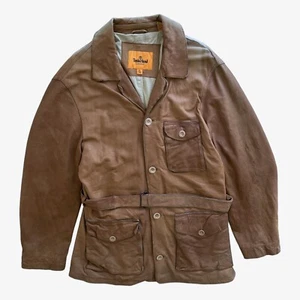 Vintage 90s Men's Timberland Limited Collection Brown Leather Utility Jacket - Picture 1 of 6