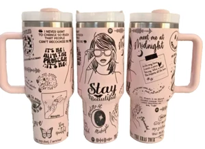 Taylor Swift Tumbler 40oz Travel pink Eras Tour hot cold w/straw steel insulated - Picture 1 of 1