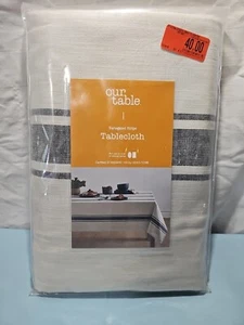 Our Table™M Ezra Oval/rectangle Variegated Stripe Tablecloth - Grey 60”x 102" - Picture 1 of 4