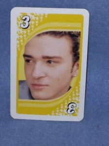 NSYNC UNO #3 Justin Timberlake Playing Card Mattel 2000 Yellow - Picture 1 of 2