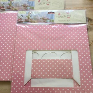2 X Pretty 12 X Cup cake Gift Box With Inserts Pink Vintage Tea Party BNIP - Picture 1 of 6