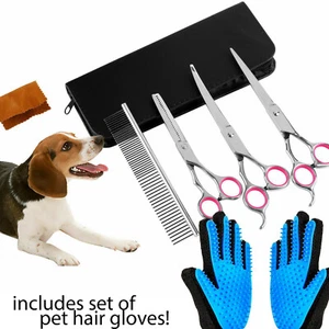 Pet Grooming Scissors Dog Cat Professional Curved Thinning Shear Hair Cutting - Picture 1 of 3